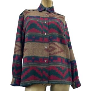 Vintage Liza Lynn Ltd Southwestern Aztec Acrylic Jacket Western Shacket Size S